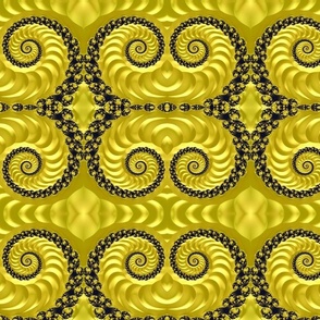 Timid Bold in Yellow 3Depth Fractal Spiral Vertical