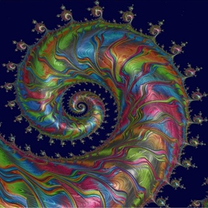 Segmented Marbled Rainbow Fractal Spiral Pattern