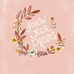 54" x 72" Follow Your Dreams Inspirational Quote Minky Wholecloth Blanket - Blush Pink
