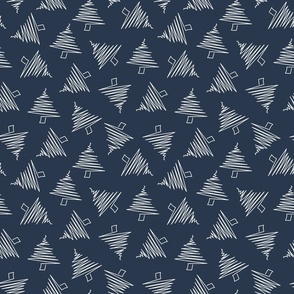 christmas tree doodle on navy