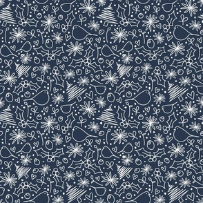 christmas ditsy doodle navy 