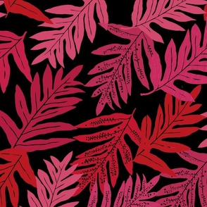 JUmbo-Hawaiian laua'e fern overall -red pink