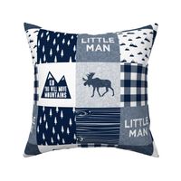 (4.5" scale) Little Man & You Will Move Mountains Quilt Top - Navy C21