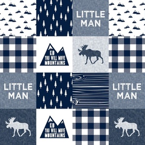 (4.5" scale) Little Man & You Will Move Mountains Quilt Top - Navy C21