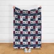 (4.5" scale) Little Man & You Will Move Mountains Quilt Top - Navy & Red C21