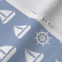 nautical - nantucket blue  -  sailboat, anchor,  wheel - C21