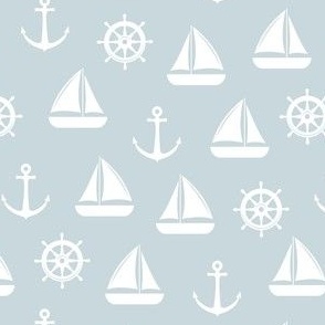 nautical - costal blue -  sailboat, anchor,  wheel - C21