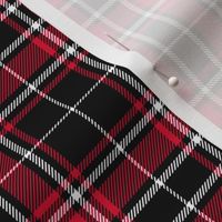 Extra Small Scale - Tartan Plaid - black with red and offwhite