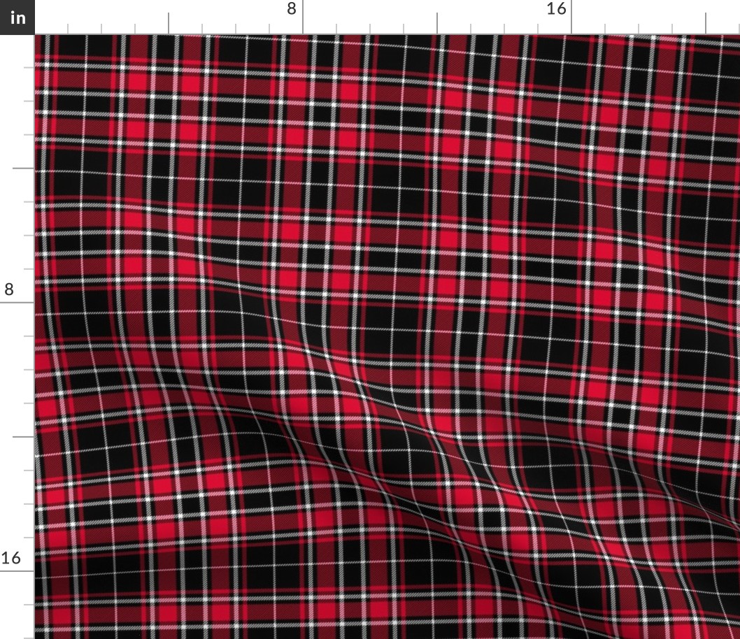 Extra Small Scale - Tartan Plaid - black with red and offwhite