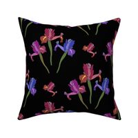 Wild Irises Allover! - black, medium to large 