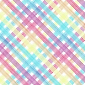 diagonal Rainbow pastel watercolour overlapping stripes