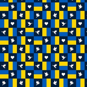 peace doves and hearts on ukrainian colors | small