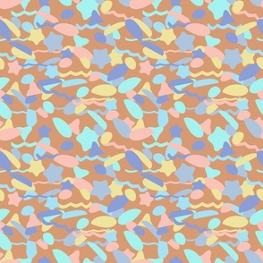 confetti abstract shapes pastel on terracotta