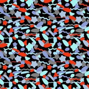 confetti abstract shapes blue on black