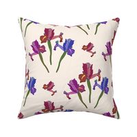 Wild Irises Allover! - cream beige, medium to large 