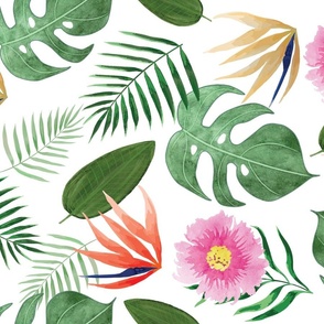 Tropical Leaves Watercolor Floral