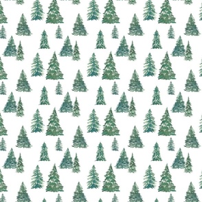 Watercolor Christmas Trees 5x5