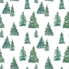 Watercolor Christmas Trees 9x9