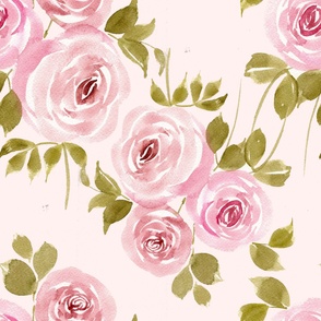 pretty roses - blush and olive - large