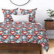 Dove Hearts Peace Design Plaid