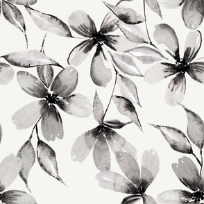gray watercolor tossed floral large