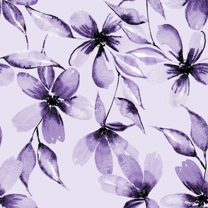 lavender watercolor tossed floral large