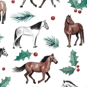 Christmas Holly Horses - Jumbo
