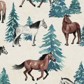 Christmas Horses Rustic Texture Jumbo