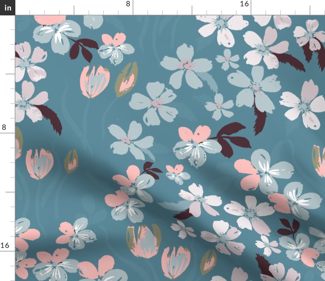 Millefleur - organic flower splatter light blue