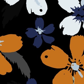 Millefleur Pattern - organic flower splatter- cream and black