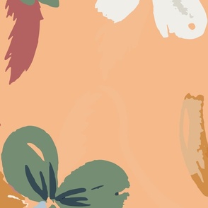 Millefleur Pattern - organic flower splatter - cream and peach