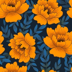 Large Moody Flowers - Orange