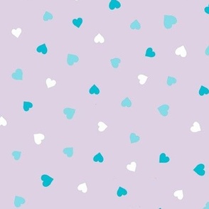 Teal and aqua hearts on pale minky brown