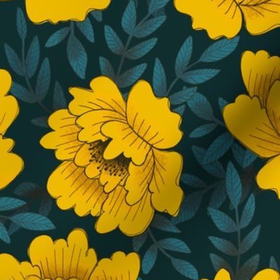 Medium Moody Flowers - Yellow