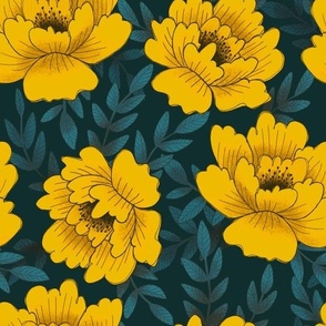 Medium Moody Flowers - Yellow