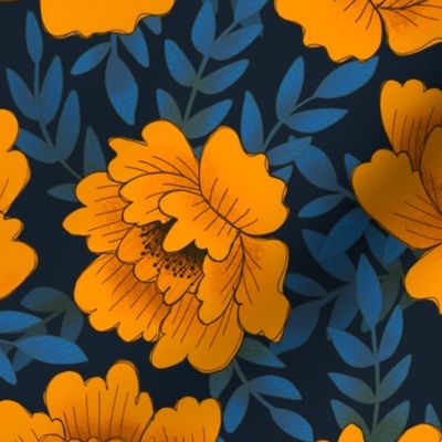 Medium Moody Flowers - Orange