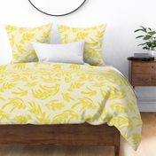 scattered wattle silhouette linen - yellow on cream