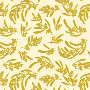 small scale scattered wattle silhouette - mustard