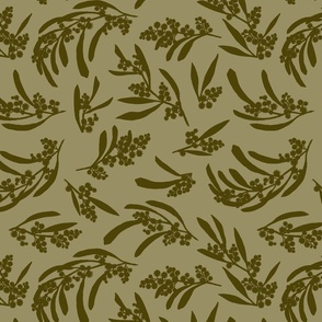 small scale scattered wattle silhouette - olive