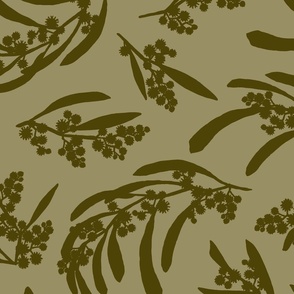scattered wattle silhouette - olive