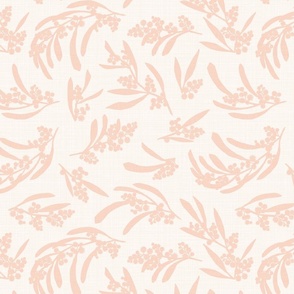 small scale scattered wattle silhouette linen - blush on cream