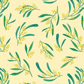 small scale scattered linen wattle - yellow