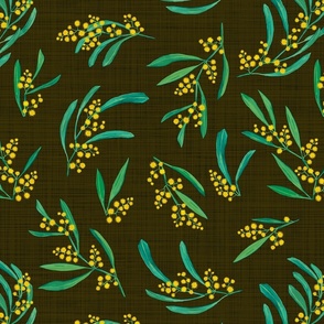 small scale scattered linen wattle - dark olive