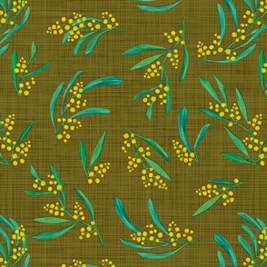 small scale scattered linen wattle - olive