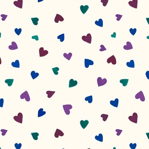 watercolour hearts spaced scattered - dark pastel