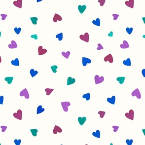 watercolour hearts spaced scattered - light pastel