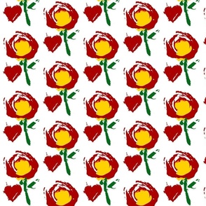 Folk Art Hearts & Flowers - Red