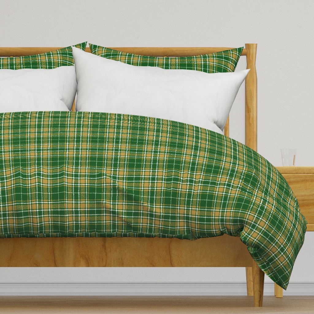 Small Scale - Tartan Plaid - Emerald Green with Caramel Gold and Off White