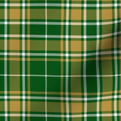 Small Scale - Tartan Plaid - Emerald Green with Caramel Gold and Off White