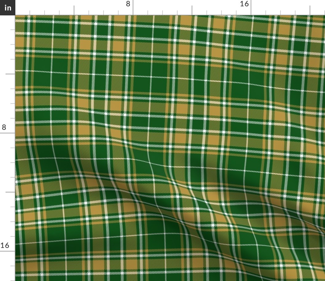 Small Scale - Tartan Plaid - Emerald Green with Caramel Gold and Off White